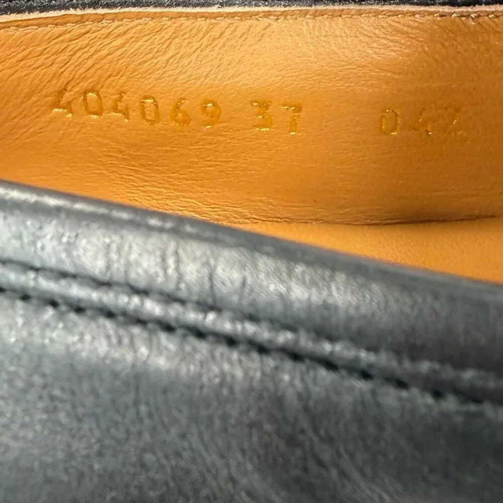 GUCCI Calfskin Womens Jordaan Loafers Size 37 Black